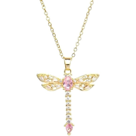 Luxurious Women’s Gold-Plated Dragonfly Necklace - Perfect Gift for Any Occasion - Picture 1 of 5